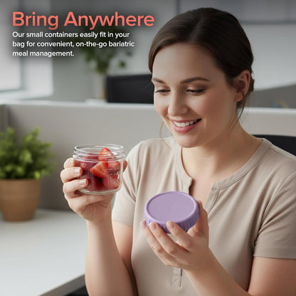 Glass Portion Control Bariatric Containers (3 Pack), 1 Cup Food Containers with Two 4 oz Compartments, 4oz Food Storage Containers for meal prep, Microwave Safe Glass Portion Containers with Lids