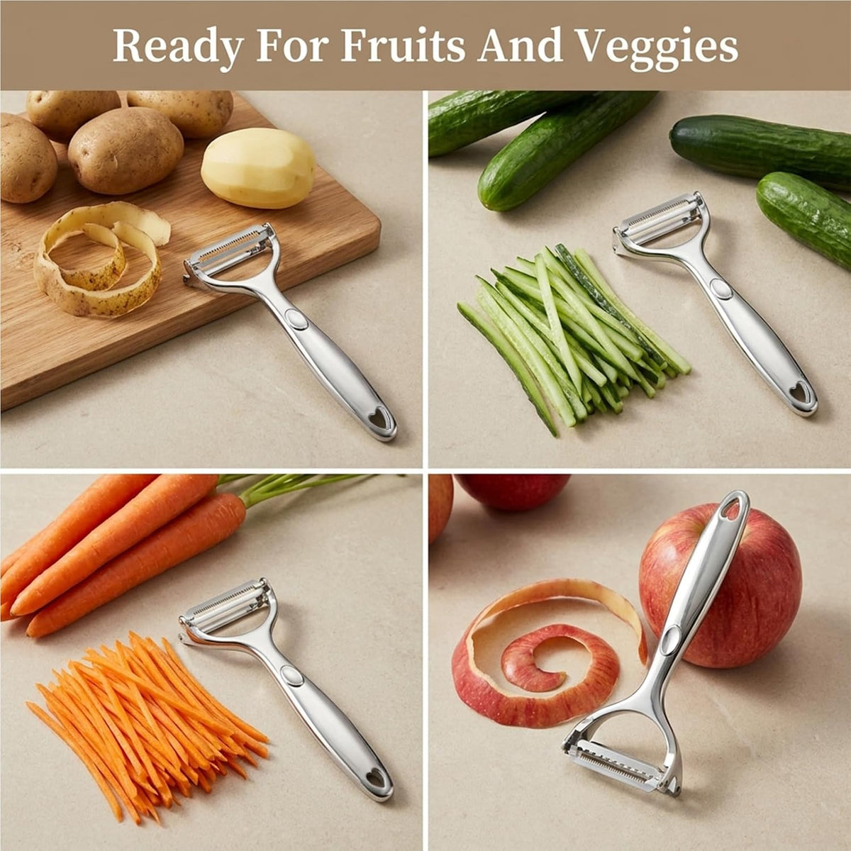 2-in-1 Julienne Peeler Vegetable Peeler for Kitchen, Peeling and Shredding, Vegetable Peeler Julienne Slicer for potato, cabbage, carrot, cucumber,fruit