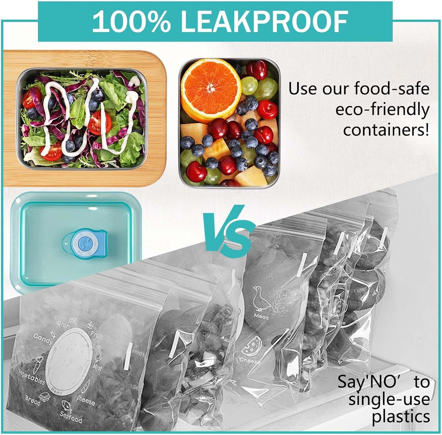6pcs Stainless Steel Stacking Food Containers with Lids, Reusable Snack & Prep Containers for Office, sp-00018