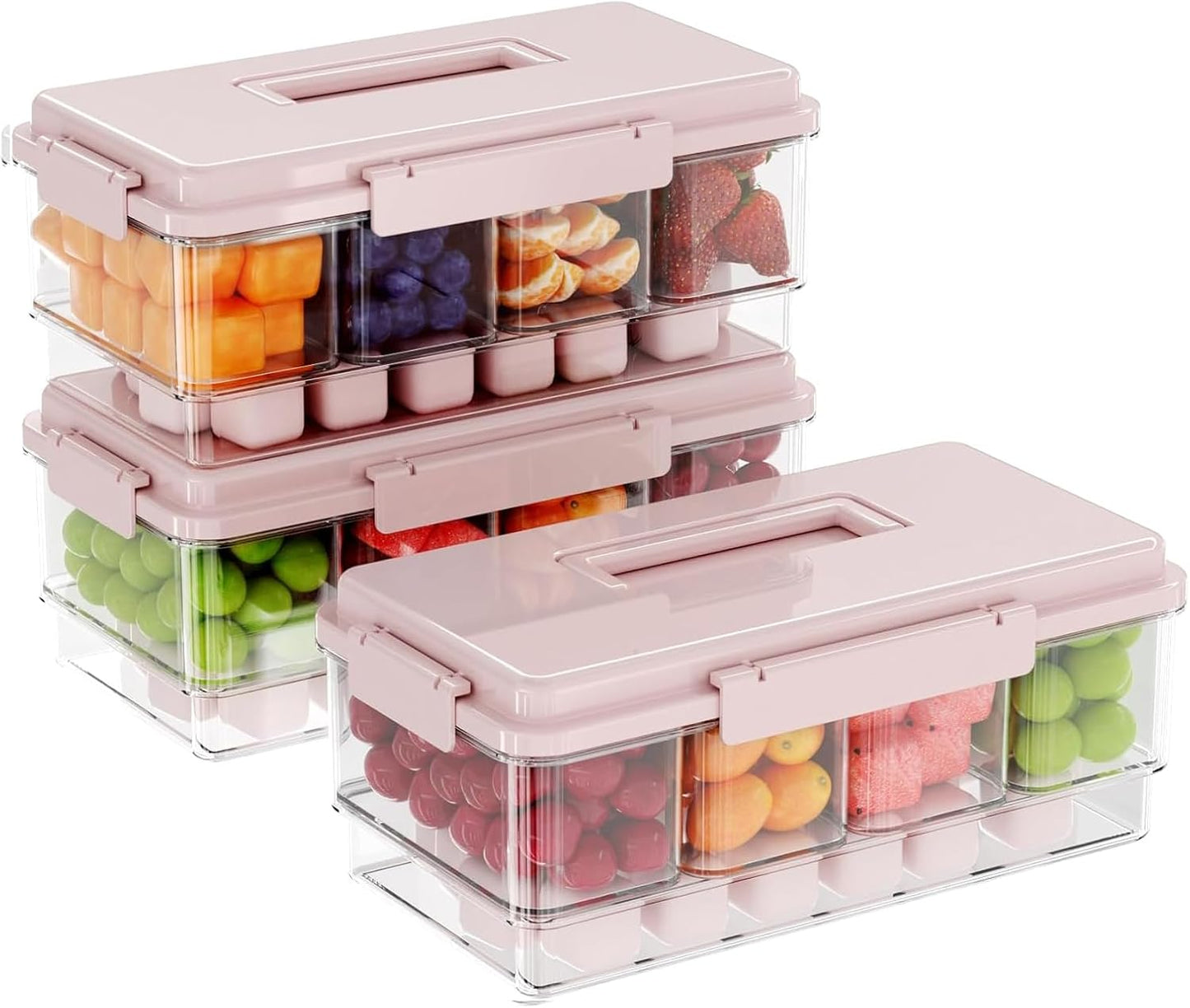3Pack Ice Chilled Condiment Caddy with 4 Removable Containers Taco Ingredient Server with Lid Cooled Garnish Caddy Tray for Taco Mimosa Bar Sauce Fruits&Veggies White