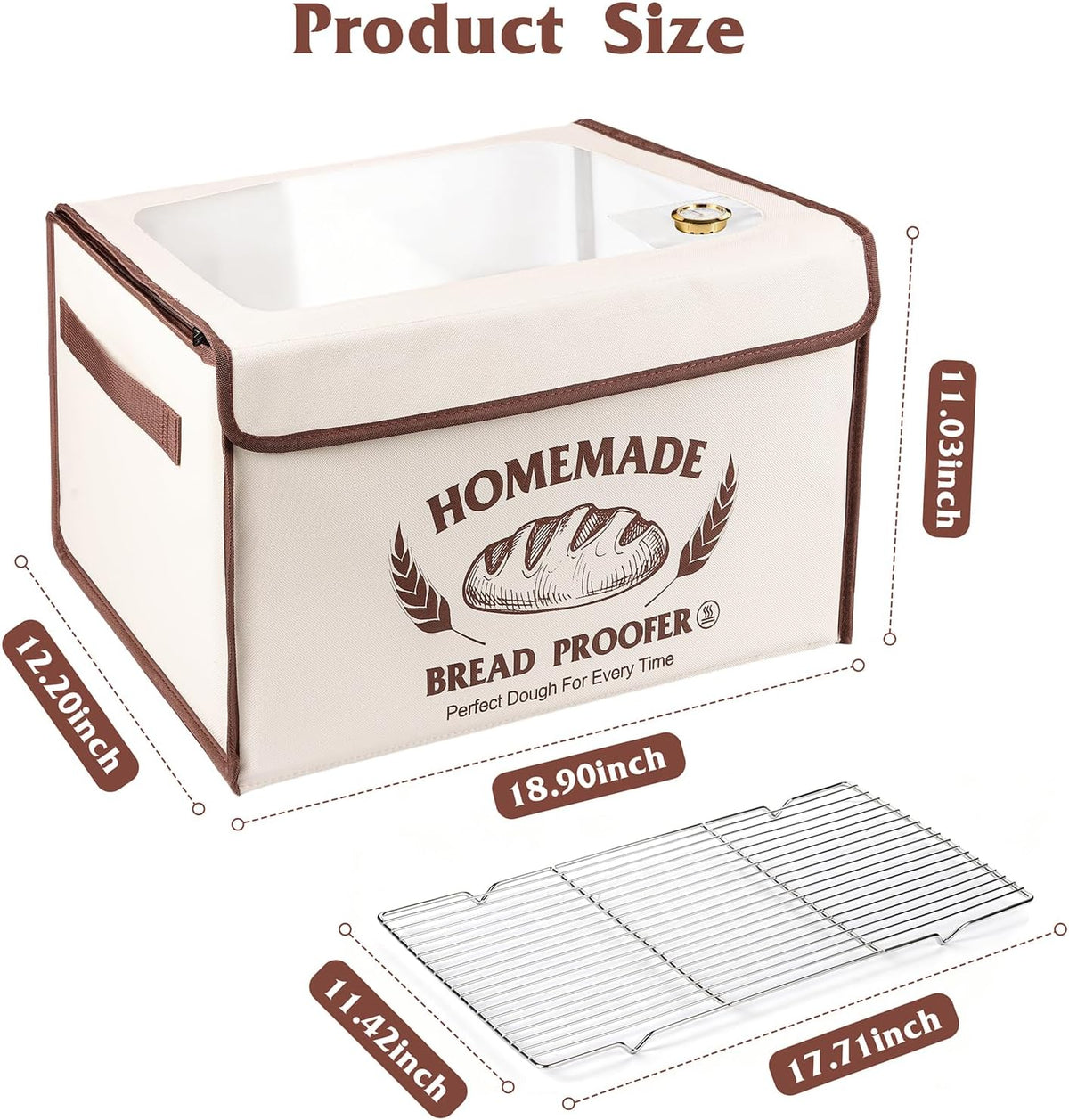 Bread Proofing Box with Shelf, Foldable dough proofing box with 24H Timer