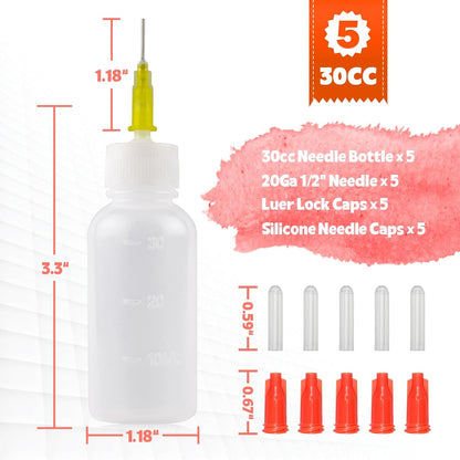30cc Needle Tip Glue Squeeze Bottle Precision Tips Applicator Bottles 5 Pcs