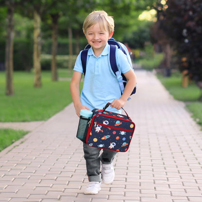 Kids Lunch Bag Boys - Insulated Kids Lunch Box Reusable Lunchbox with Water Bottle Holder Toddler Lunch Tote Bag for School Daycare, Black Dino Fossil
