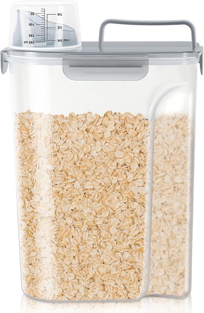 TBMax Rice Container 10 Lbs, Cereal Container Oatmeal Storage, Airtight Food Dispenser with Easy-pouring Spout & Handy Cup for Flour Grain Beans, Pet Dog Cat Bird Food Storage Container