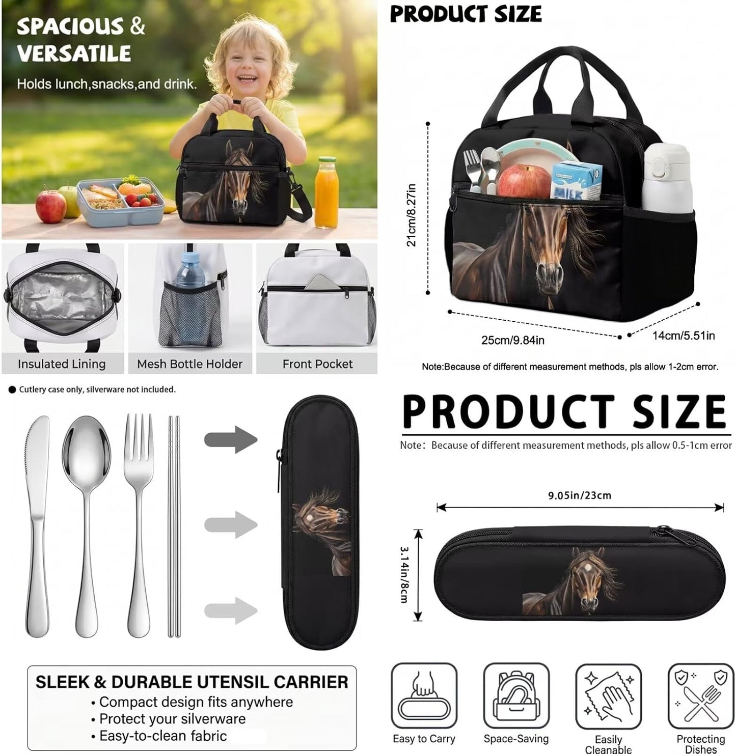 Highland Cow Backpack with Lunch Box Set for Kids Sunflower School Backpack for Girls Boys Back to School Bag Student Travel Backpacks Reusable Utensils Pen Case Water Bottle Bag 5PCS