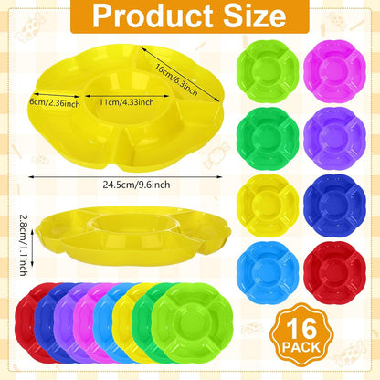 Zopeal 16 Pcs 5 Sectional Plastic Serving Tray Round Chip and Dip Serving Dish 10 Inch Fruit Veggie Platter Appetizer Plate with Dividers for Party Snack Candy Dish Platter(White)