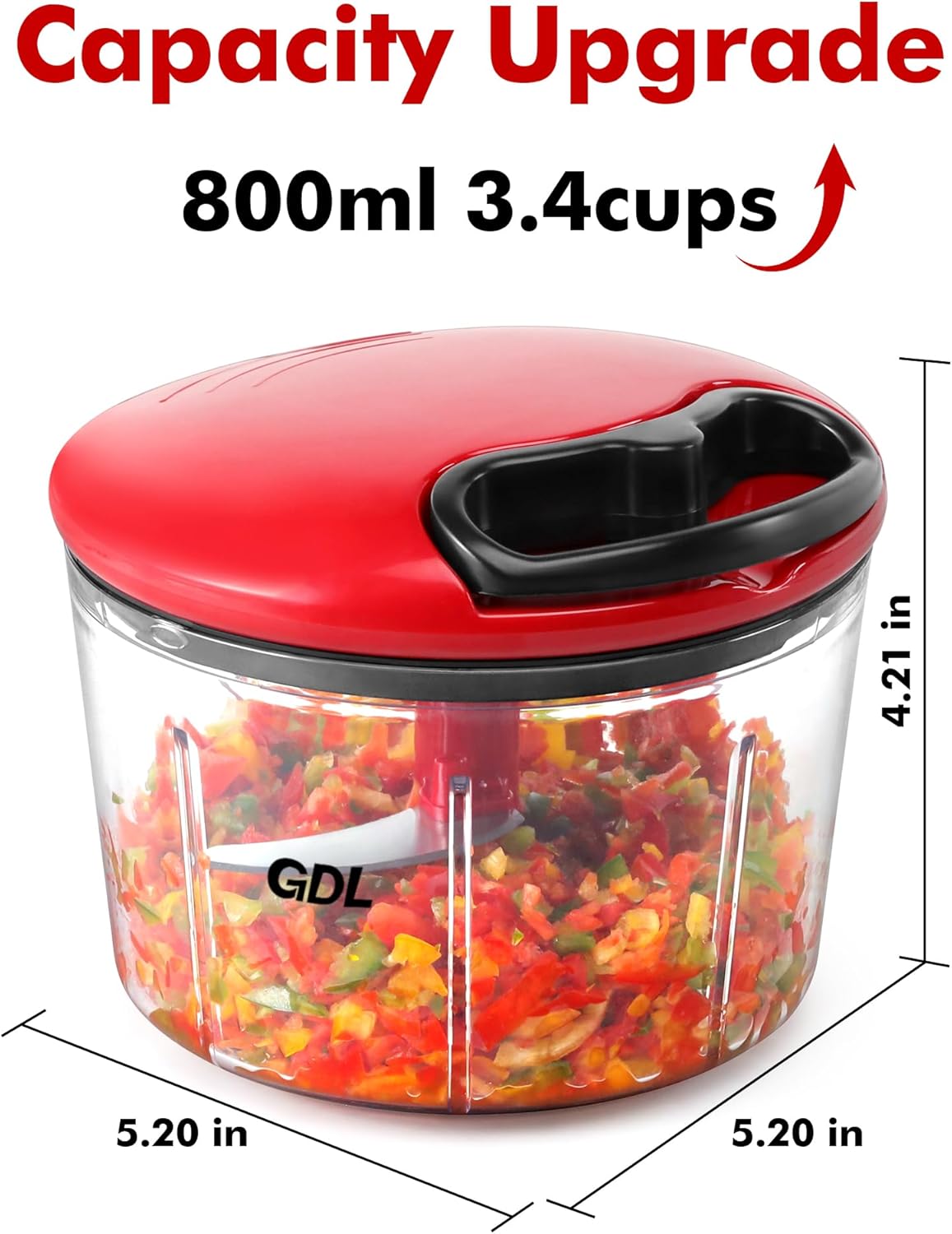 GDL Food Chopper, Vegetable Chopper, Pull String Onion Chopper Dicer, 800ML