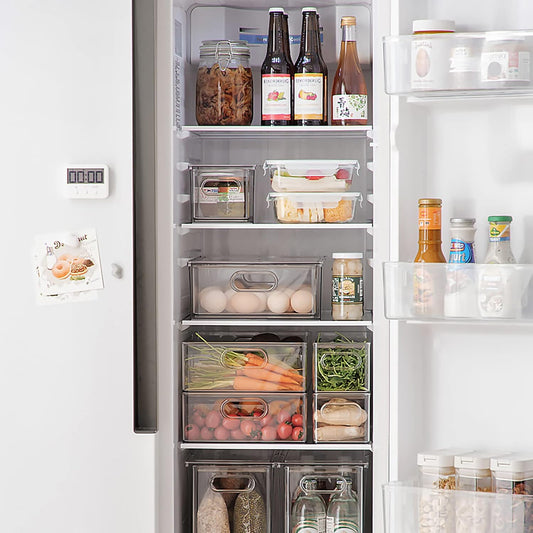 3Pack Fridge Organizer Drawer Divider Cube Pull-Out Bins Clear Food Container Refrigerator Storage box Produce Saver for Pantry Kitchen Cabinet