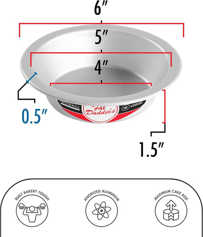 Fat Daddio's PIE-6 Anodized Aluminum Pie Pan, 6 x 1.5 Inch
