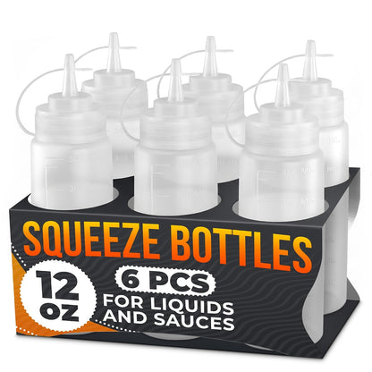 BURIUS Inverted Condiment Squeeze Bottles 16 oz for Sauces, Honey