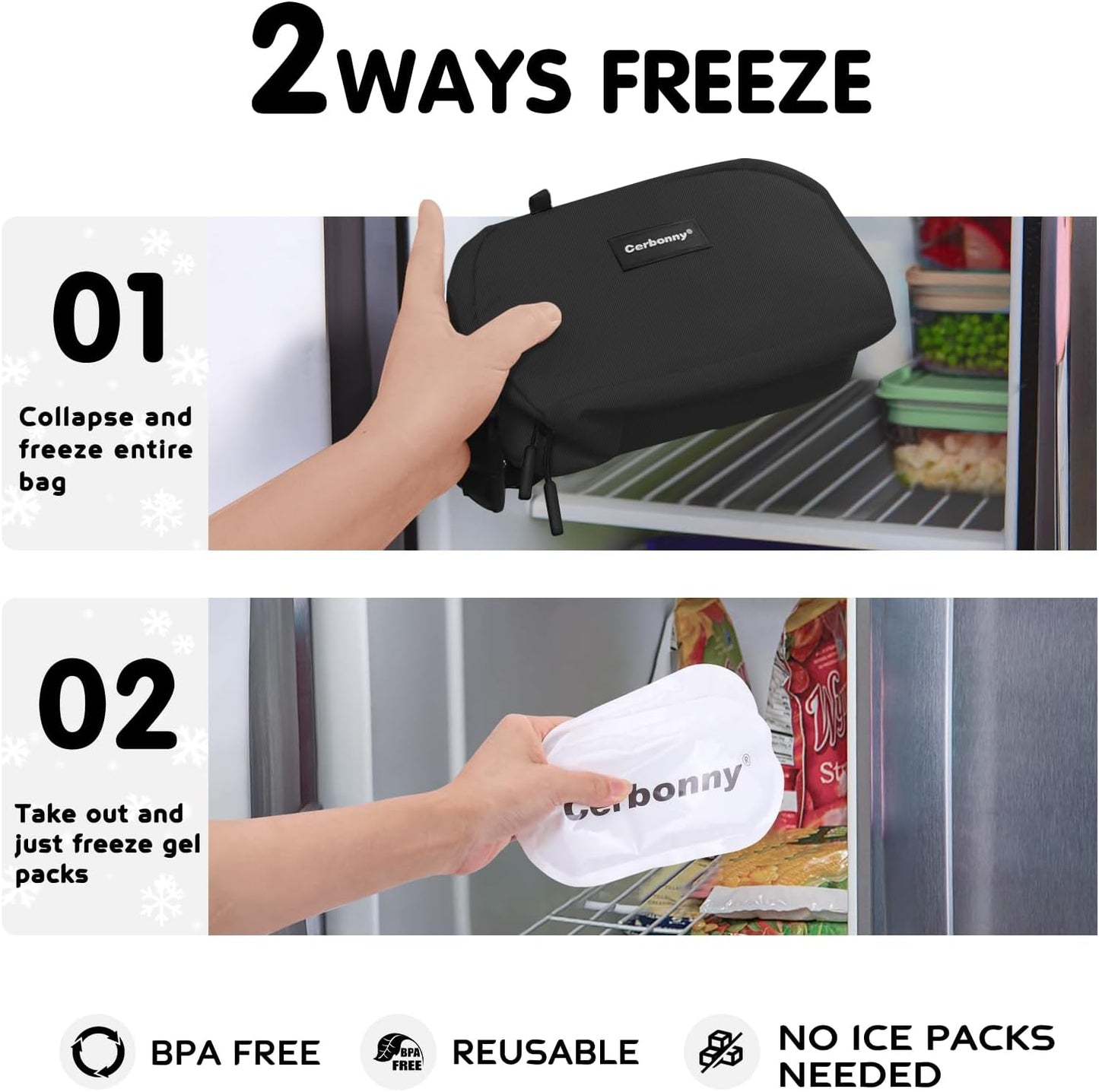 Cerbonny Freezable Cooler Bag for Work/School Travel - Mini Insulated Bag Fit For Yogurt