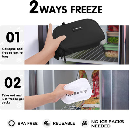 Cerbonny Freezable Cooler Bag for Work/School Travel - Mini Insulated Bag Fit For Yogurt