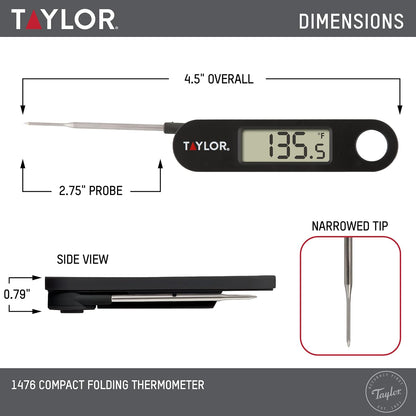 Taylor Digital Folding Stem Food Thermometer Black