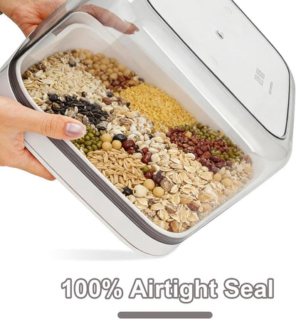 Airtight Rice Container with Measuring Cup, BPA-Free Clear PET Plastic Food Storage Container Pantry Organizers and Storage Sugar Cookies Flour Rice Container (5.6 L / 5.92 QT)