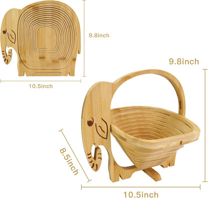 MYOSOTIS Foldable Fruit Basket Collapsible Bamboo Fruit and Veggie Basket Fruit Bowl Holder and Dried Fruit Basket For Holiday Party (Duck)