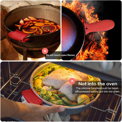 Silicone Hot Handle Holder, Heat Resistant Potholder Cookware Handle Cast Iron Skillets Handles Grip Covers for Cast Iron Skillet