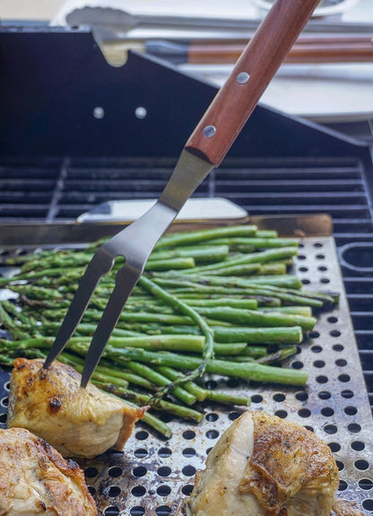 RSVP International Endurance (BQ-FRK) BBQ Grill Fork, 17.25" | Long Handle Keeps Hands Safe from Fire | Made from Stainless Steel & Rosewood