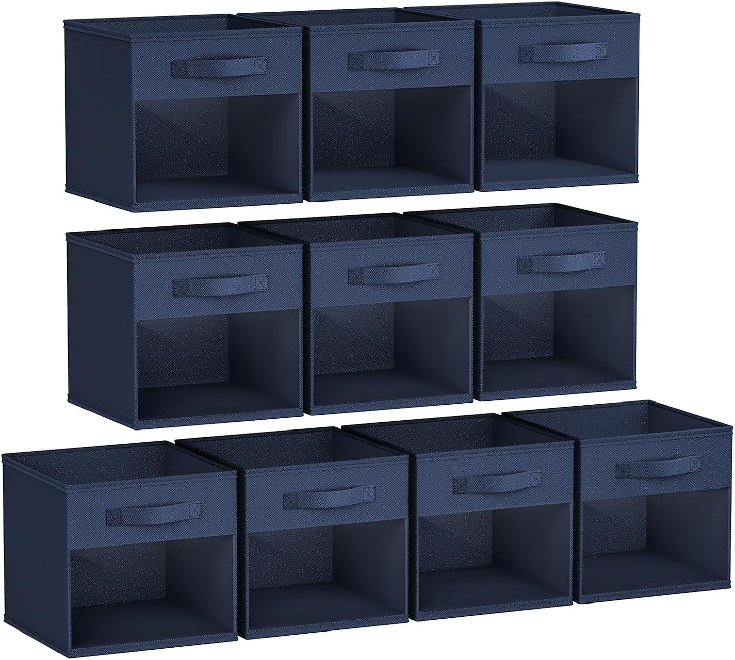 DIMJ Storage Cubes, 11x 11 inch Cube Storage Bin, 6 Pack Closet organizers and storage Bins with Window, Collapsible Baskets with Handle for Shelves, Clothes, Toys, Books (Grey)