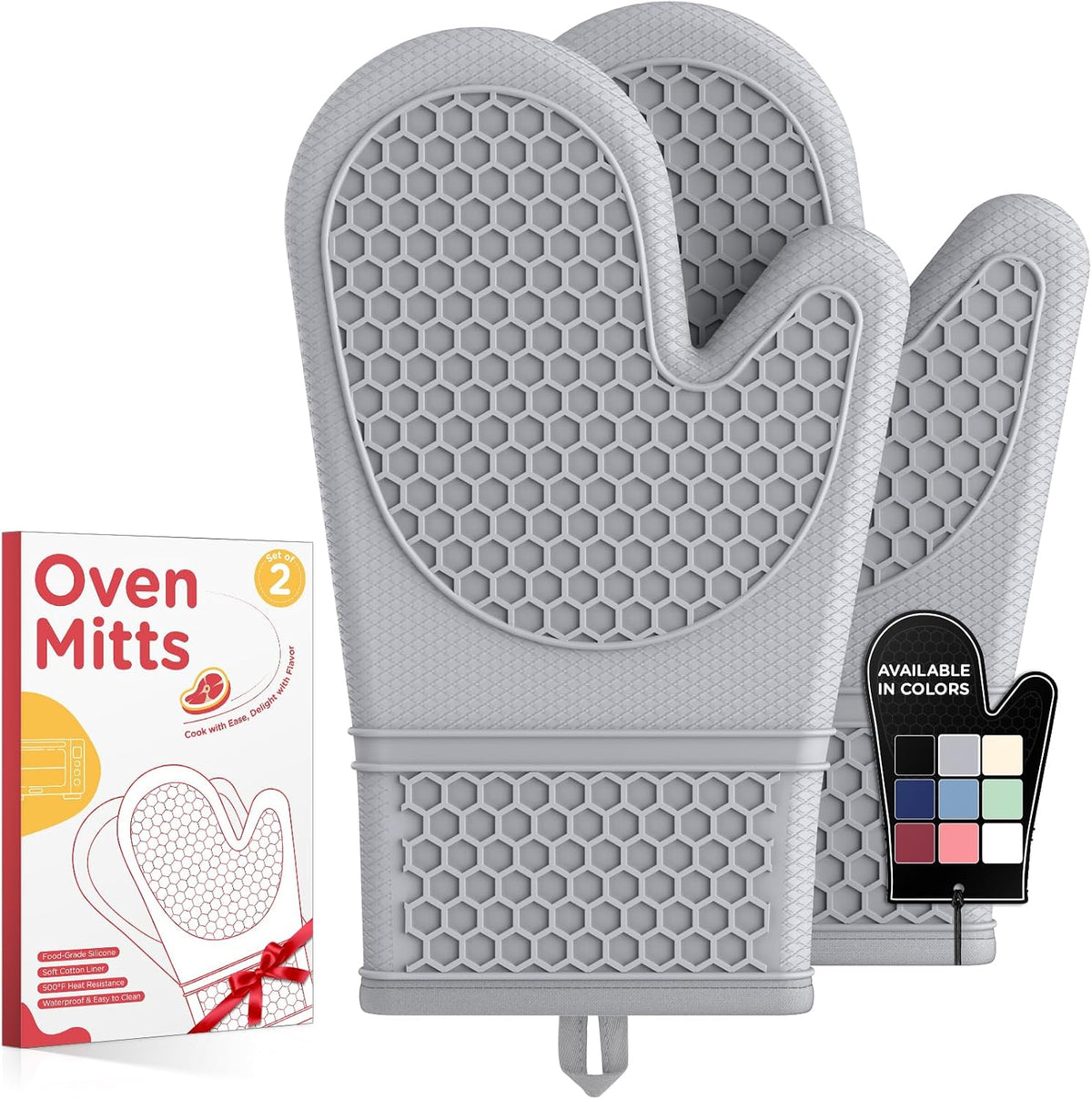 Kitsure Silicone Oven Mitts, Kitchen Gadgets, Apartment Essentials, Black