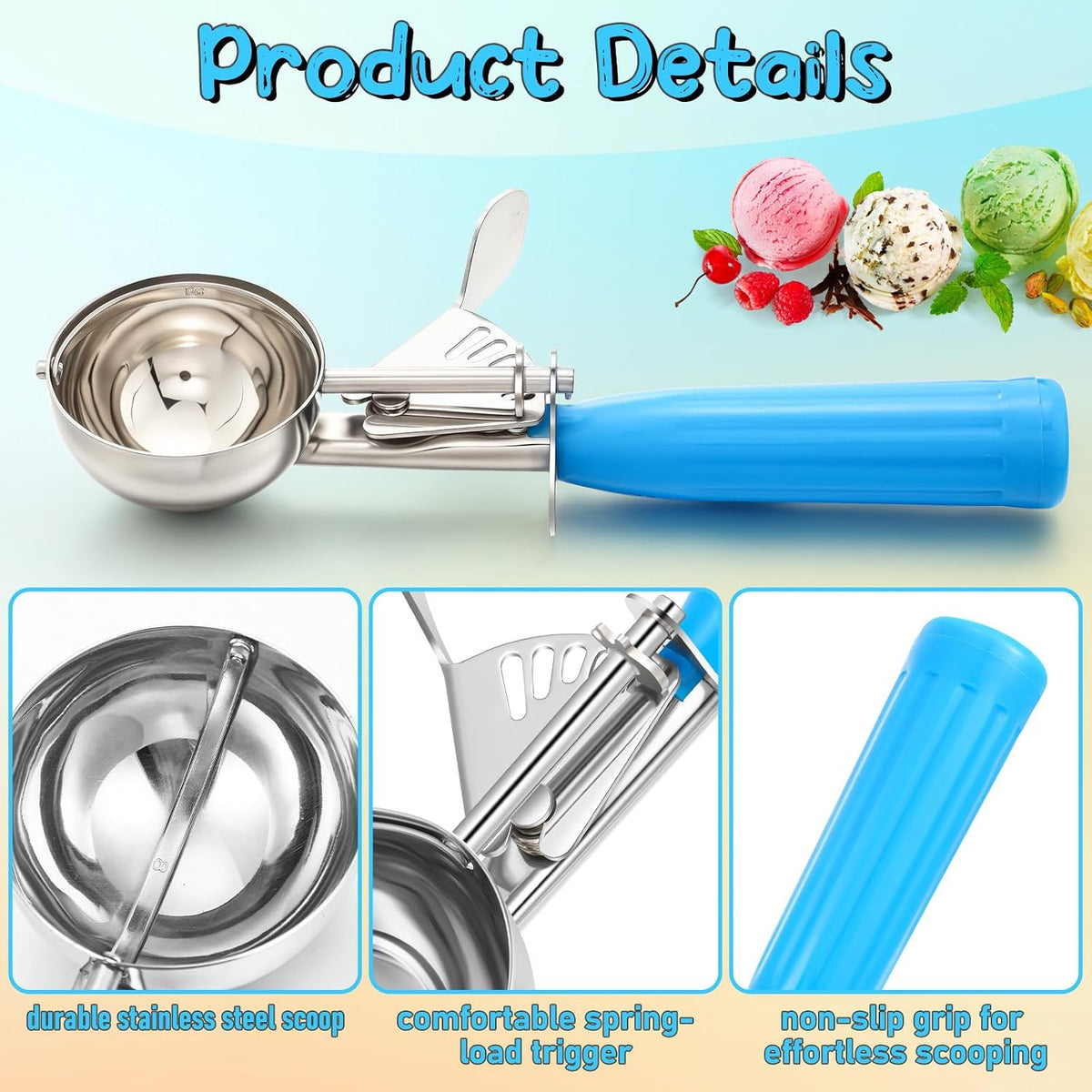 Reallnaive Ice Cream Scooper with Trigger, 4 oz, Gray