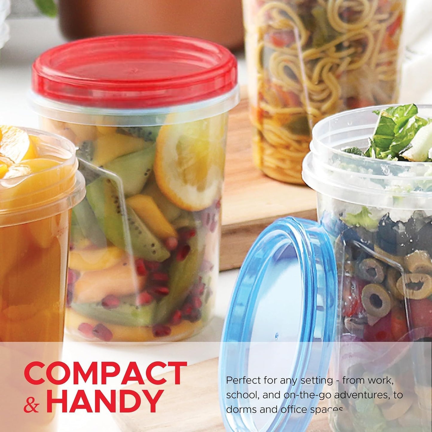 Tafura 10 Pack Leakproof Freezer Containers for Food with Twist Top Lids - 32 Oz BPA Free Reusable Plastic Soup Containers with Screw On Lids - Ideal for Meal Prep, Leftovers & Pantry Organization