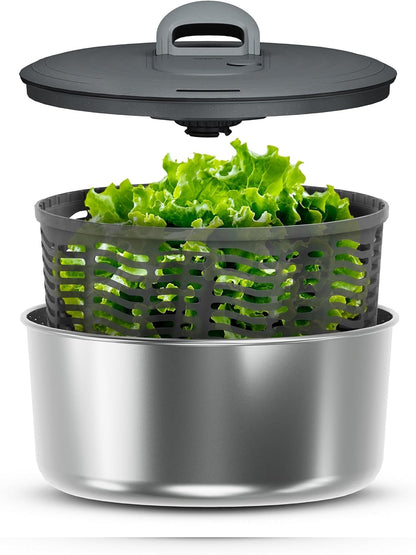Zyliss Swift Dry Salad Spinner - Fruit Cleaner & Lettuce Spinner with Push Pump - Non-Slip Bowl - Dishwasher Safe - Large