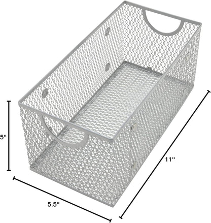 YBM HOME Kitchen Pantry Organizer Wire Basket for Shelves, Cabinets, Pantry, Countertop, Mesh Open Storage Bin Metal Basket for Organizing Food Supplies 12 x 7.8 x 5.8