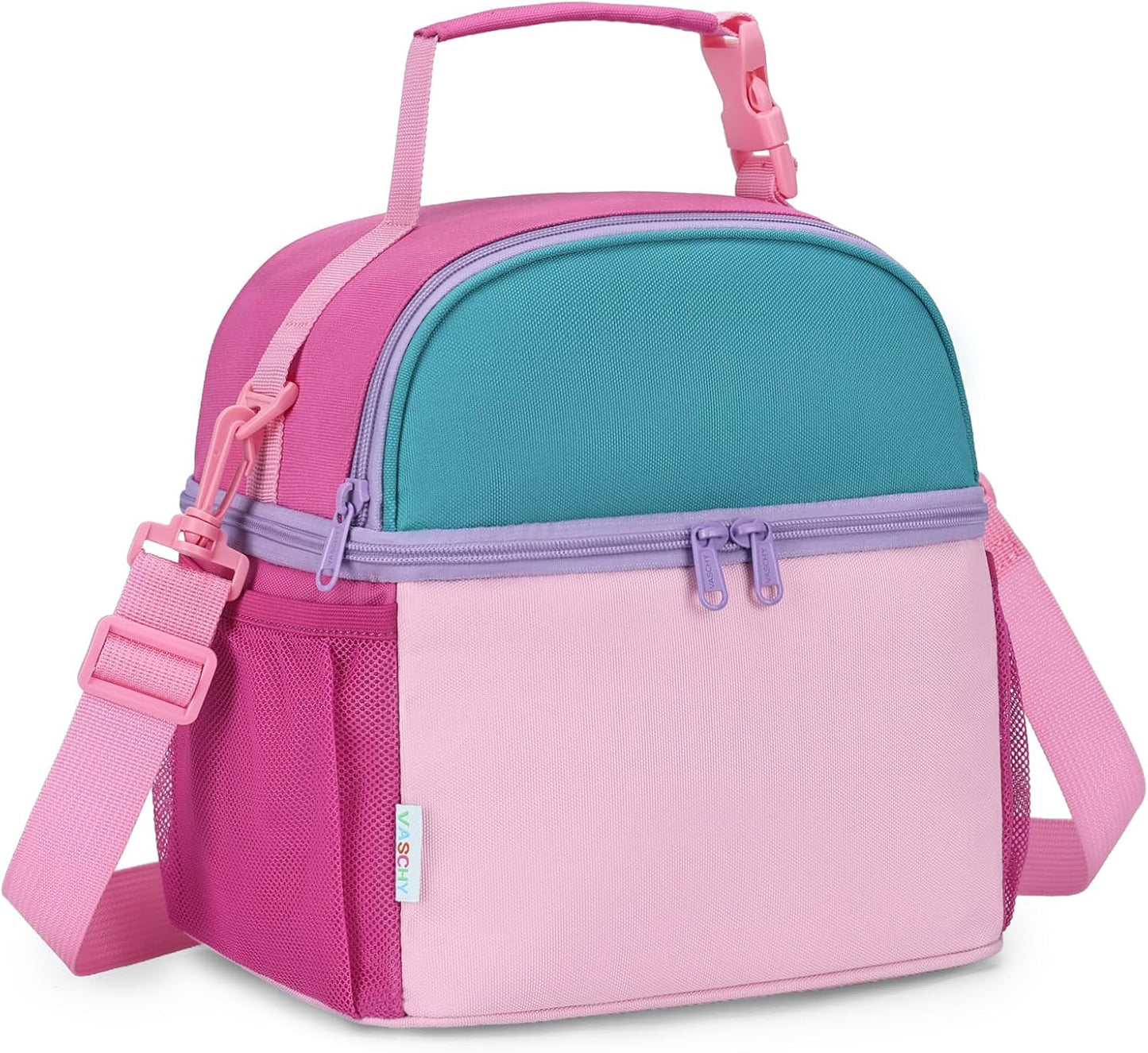 VASCHY Lunch Box Bag for Kids, Insulated Double Compartments Cooler Lunch Tote for Toddlers Boys Girls School/Daycare/Picnic Black Dinos