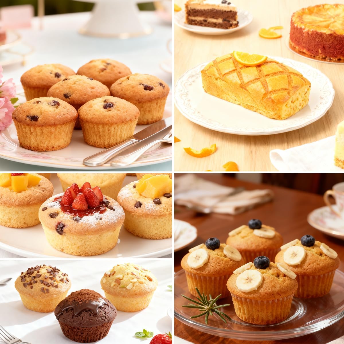 CAKETIME Silicone Muffin Pan - Cupcake Pan, Mini Loaf Pan Silicone Baking Molds Food Grade 3-Pack