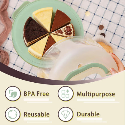 Plastic Cake Carrier with Lid and Handle, Multipurpose Cake Stand Holder Container for 11 in Cake, Round Cupcake Storage Box Serving Tray with Cover for Bundt Dessert Pie Pizza Eggs Fruit White