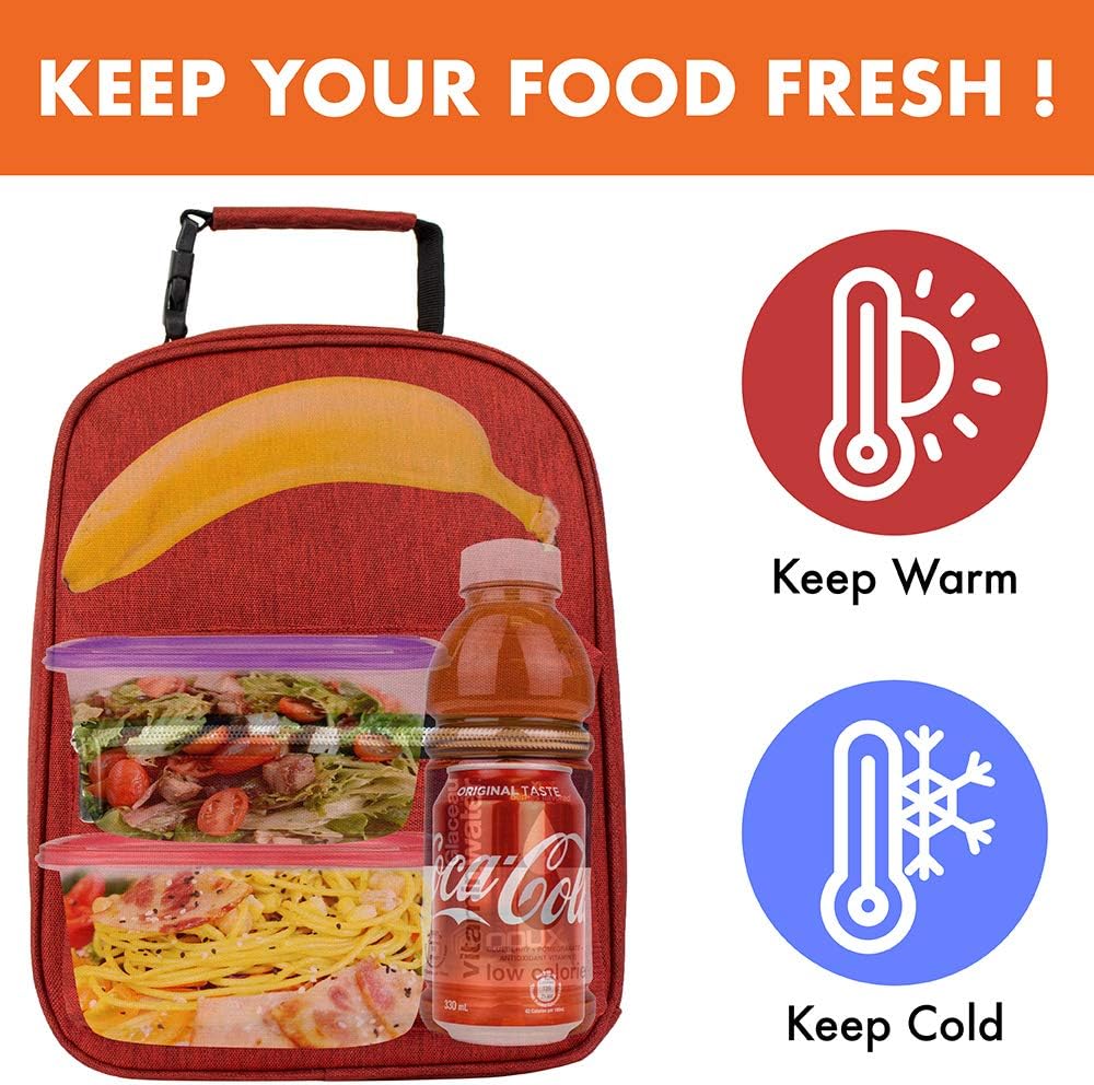 opux Lunch Box for Girls Boys Kids, Insulated Leakproof Lunch Bag, Reusable Teen Lunch Boxes for School, Medium Large lunchbox for Women Men Adult for Work with Front Back Pocket (Purple)
