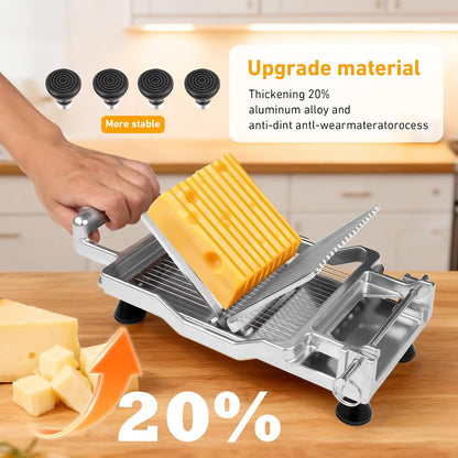 Commercial Cheese Slicer With Wire1 cm & 2 cm Cheese Cutter Butter Cutting Board Machine Aluminum Alloy Commercial Cheese Slicer with 316 Stainless Steel Wire Kitchen Cooking Baking Tool