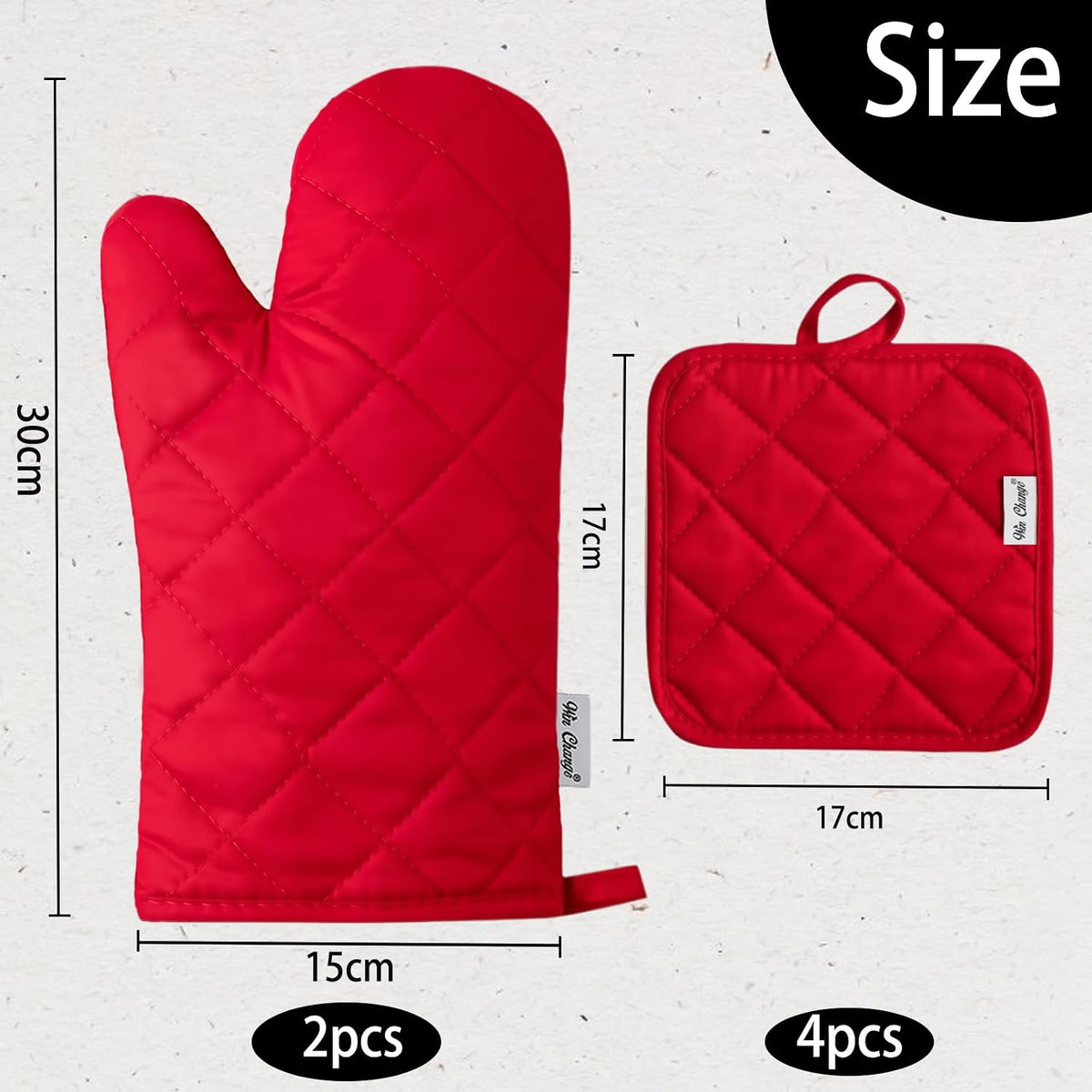 Oven Mitts and Pot Holders Sets,6 Pcs Oven Mitts and Potholders with Recycled Cotton High Heat Resistant Extra Thick Long Oven Mitts for Cooking(Black)