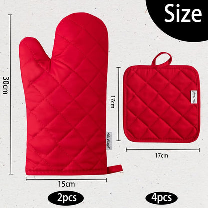 Oven Mitts and Pot Holders Sets,6 Pcs Oven Mitts and Potholders with Recycled Cotton High Heat Resistant Extra Thick Long Oven Mitts for Cooking(Black)