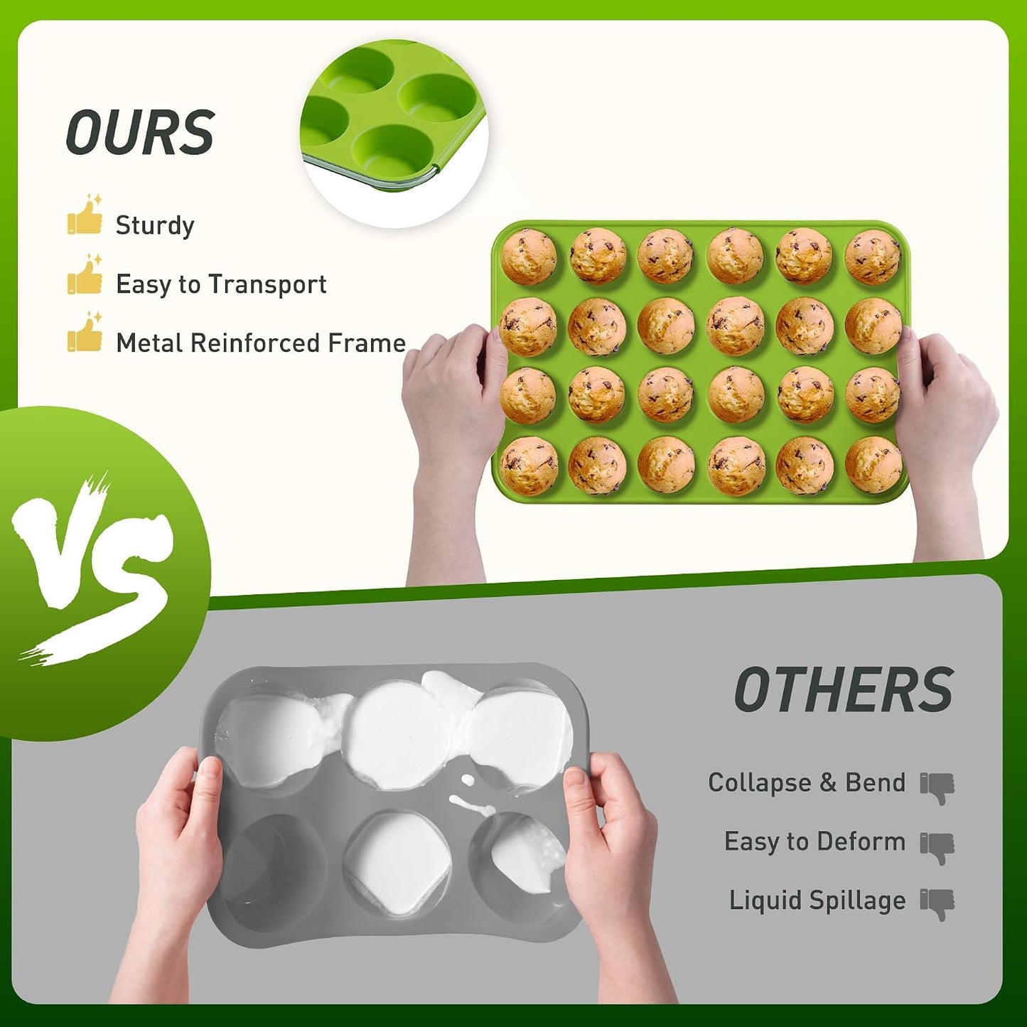 2 Pack 12 Cups Silicone Muffin Pan with Metal Reinforced Frame Regular Size Silicone Molds Cupcake Cake Baking Pans Cookie Baking Chocoflan Cupcake Mold Nonstick Muffin Tin Home Baking Supplies
