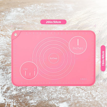 Silicone Pastry Mat 20"*16" Extra Thick Non Stick Baking Mat Food Grade Silicone Dough Rolling Bake Mat with Edge Heightening Blue