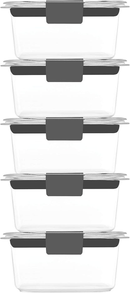 Rubbermaid Brilliance BPA Free Airtight Food Storage Containers with Lids, Set of 4 (4.7 Cup) Ideal for Lunch, Meal Prep, and Leftovers