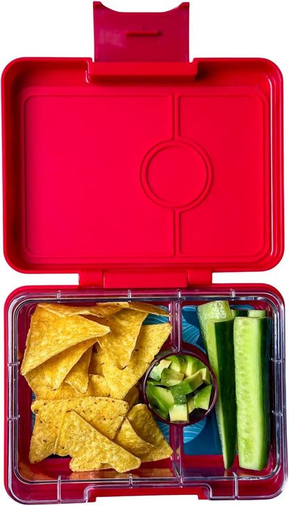 Yumbox Snack Box, 3 Compartments, Leakproof, Glitter Blue | Built-In Dip Well | Removable Compartment Tray | Easy-Open Single Latch | Lightweight & Compact | Perfect for Snacks & Sides