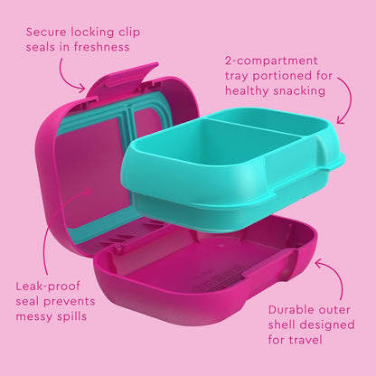 Bentgo Kids Snack - 2 Compartment Leak-Proof Bento Box Container for Snacks and Small Meals, Easy-Open Latch, Dishwasher Safe, BPA-Free for School, Daycare, & Sports - Ideal for Ages 3+ (Gray)