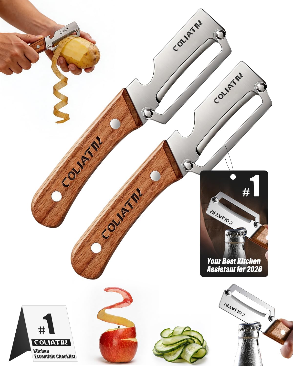 Multifunctional Vegetable Peeler Cabbage Shredder Veggie Chopper Multi Functional Slicer Julienne for Kitchen Stainless Steel Eplucheur Legumes Thickened Fruit Knife Potato Slicer Peelers (3pcs)