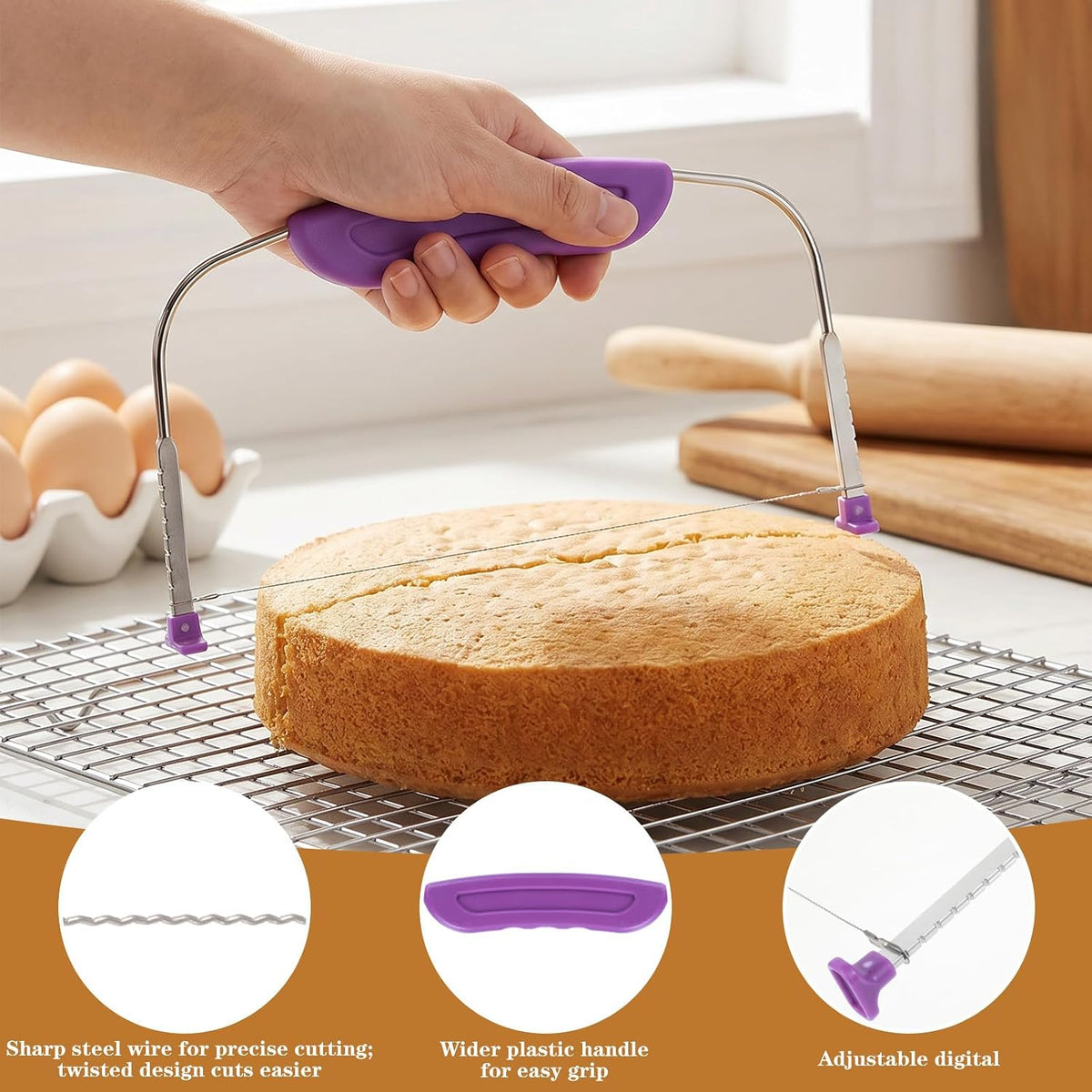 Nogeqi Adjustable Cake Leveler, Cake Slicer Leveler Cutter Tool