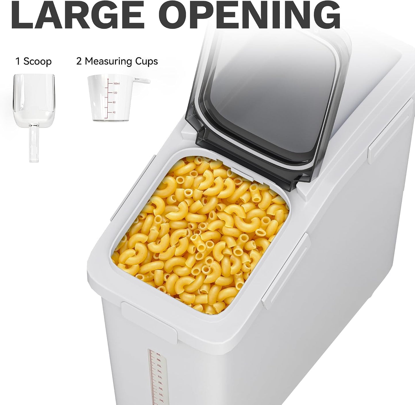 DWVO Large Ingredient Storage Bins, 11.4-Gallon Flour Rice Food storage Containers Bins with Wheels, Scoop and Airtight Lid for Dry Food, Flour, Cereal Grain, Sugar, Gray
