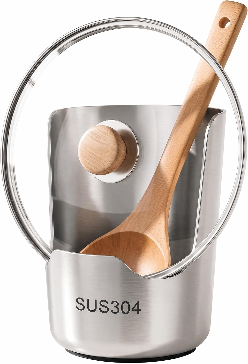 Pot Lid Holder and Spoon Rest, 304 Stainless Steel Kitchen Utensil Holder