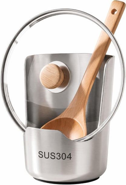 Pot Lid Holder and Spoon Rest, 304 Stainless Steel Kitchen Utensil Holder