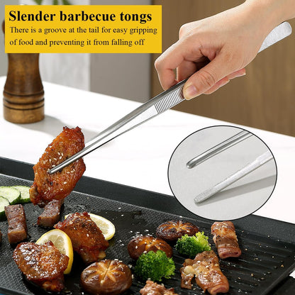 Berglander Kitchen Tweezers Tongs 2pcs, 12" Extra-Long Stainless Steel Metal Heavy Duty Cooking Tweezers for Chef, Serving Food, Grill, Culinary, Pasta, Salad, BBQ