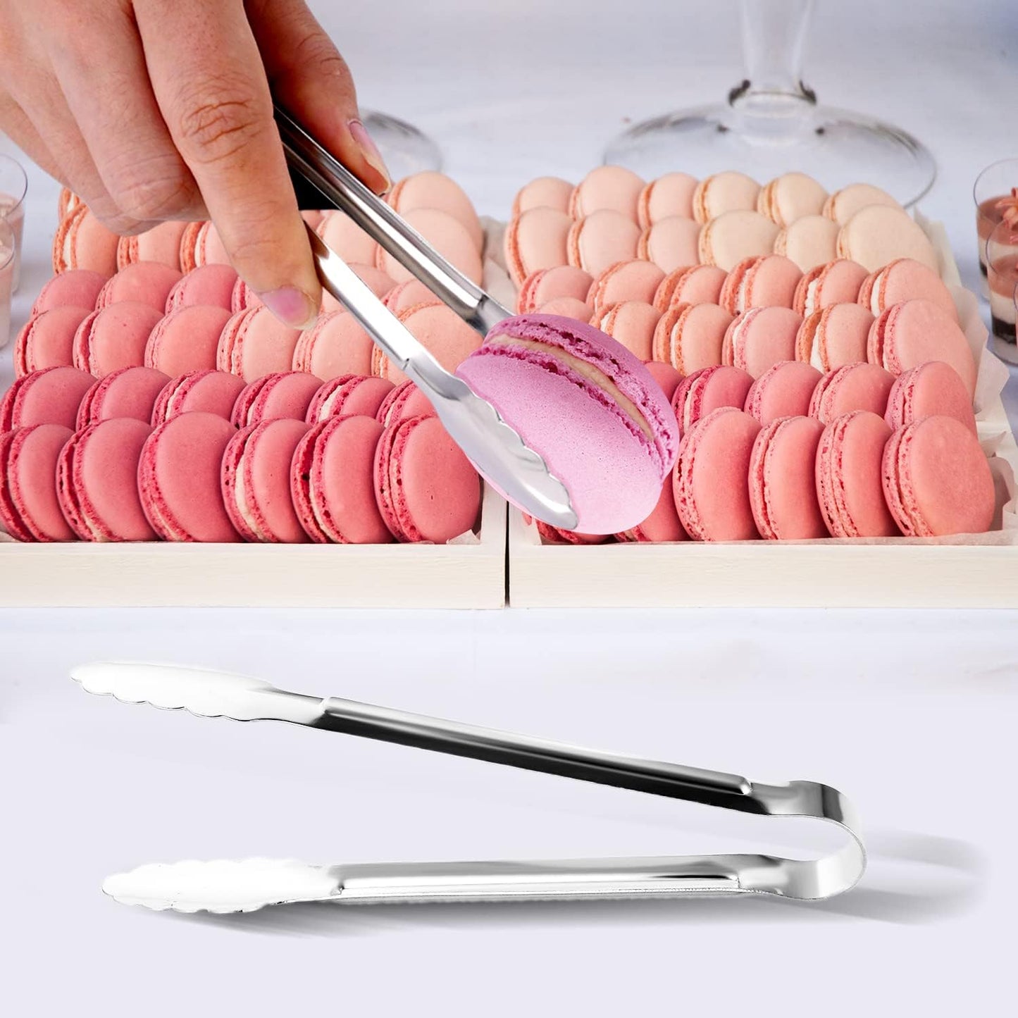 8 Pack Serving Tongs XEVOM Kitchen Tongs,Buffet Tongs, Stainless Steel Food Tong Serving Tong,small tongs (9inch)