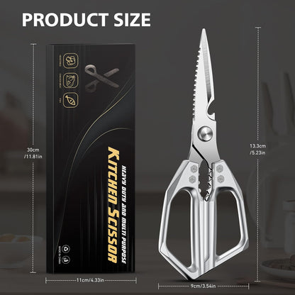 BALUCA Heavy Duty Kitchen Scissors All Purpose - Professional Stainless Steel Japanese Kitchen Shears for Food, Chicken Bones & Turkey | Dishwasher Safe, Sharp Meat & Poultry Scissors (Modern)
