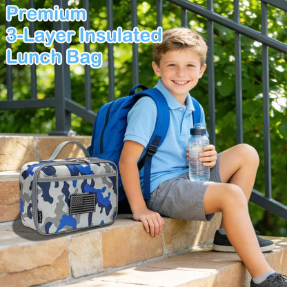 FlowFly Kids Lunch box Insulated Soft Bag Mini Cooler Back to School Thermal Meal Tote Kit for Girls, Boys, Astronaut - Colors A
