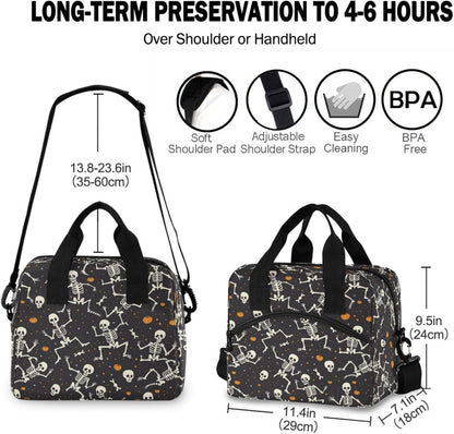 Colorful Leopard Insulated Lunch Bag Rainbow Animals Skin Print Reusable Cooler Lunch Tote Box with Shoulder Strap for Work Picnic School Beach