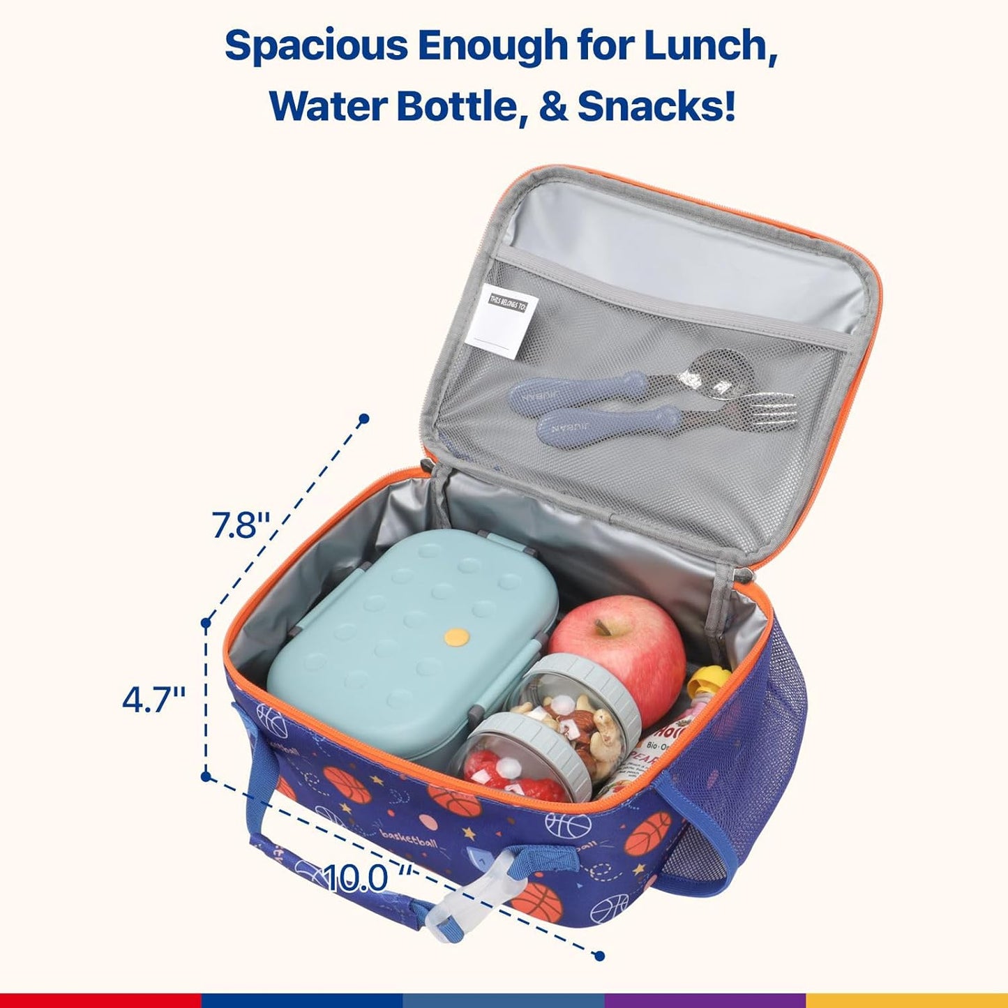 Bagseri Kids Lunch Bag Boys - Thermal Insulated Lunch Box Tote with Water Bottle Holder, Reusable Leak-Proof Kids Lunch Box for Daycare & School, Black Dinosaur (Containers Not Included)